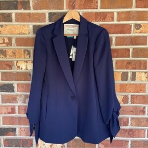 Anthropologie NWT Cartonnier with Tie Sleeves Navy Blazer Size 8